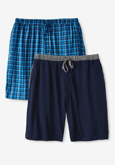 Hanes® 2-Pack Jersey Shorts, BRIGHT NAVY PLAID, hi-res image number null