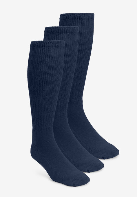Diabetic Over-the-Calf Extra Wide Socks 3-Pack, NAVY, hi-res image number null