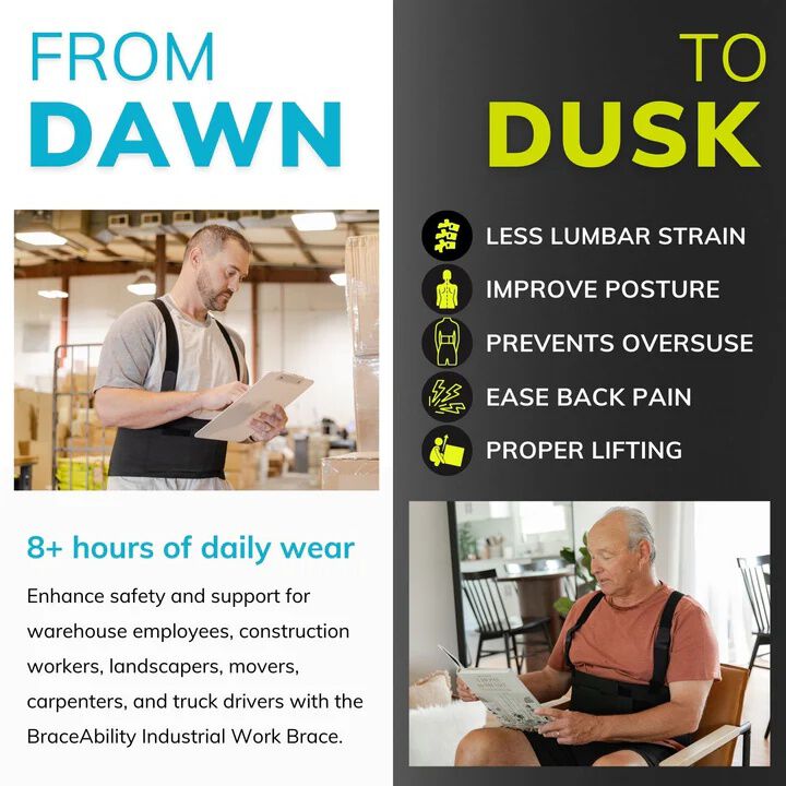 Industrial Back Brace for Work, BLACK, alternate image number 5