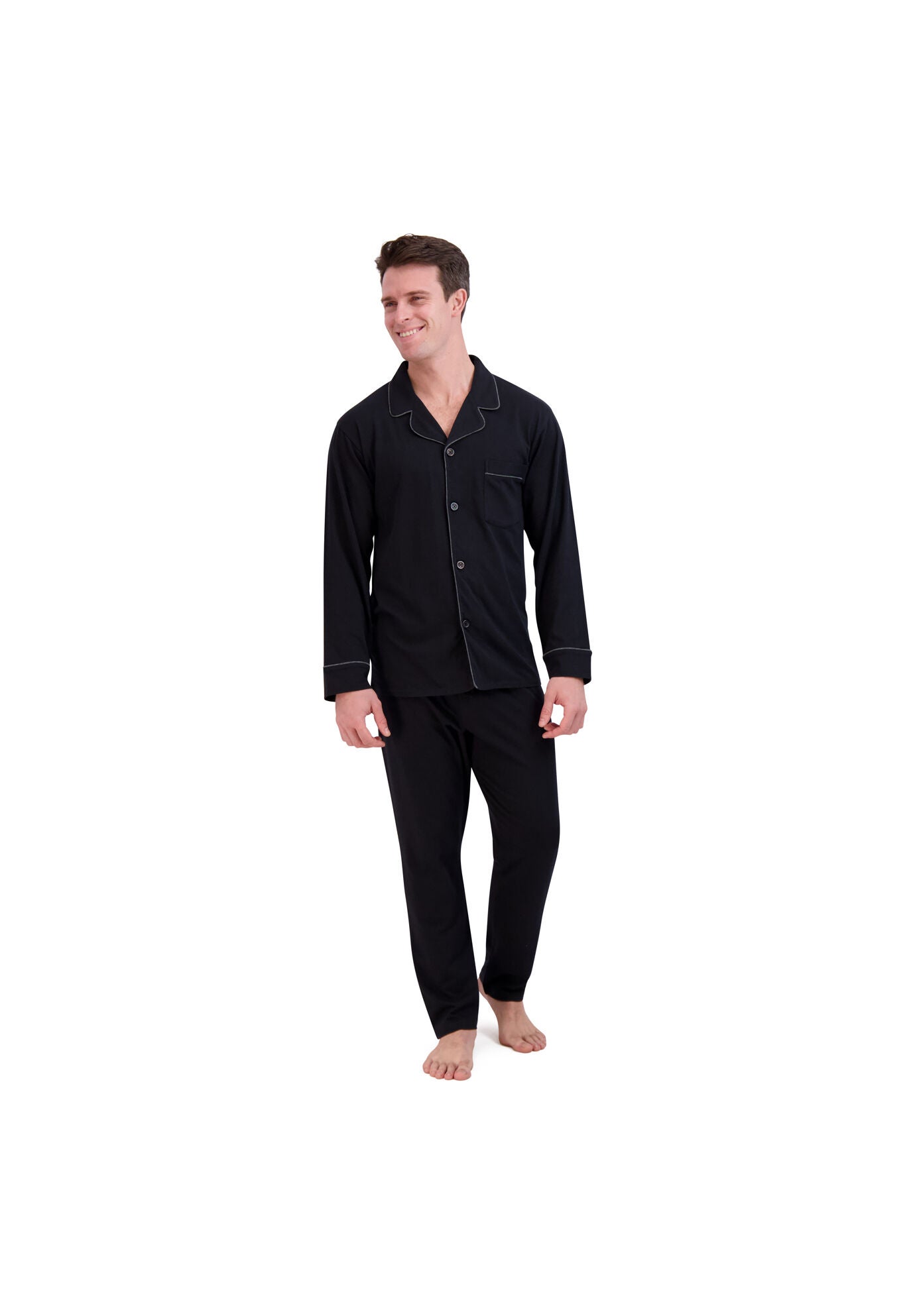 Knit Pajama Set Pajamas, BLACK, hi-res image number 0