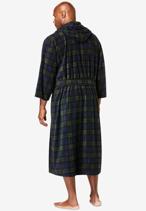 Hooded Microfleece Maxi Robe with Front Pockets, , on-hover image number null
