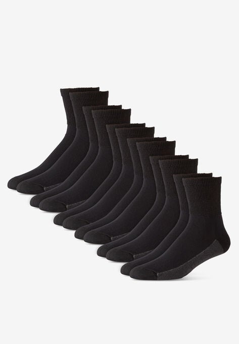 1/4" Length Cushioned Crew 6 Pack Socks, BLACK, hi-res image number null