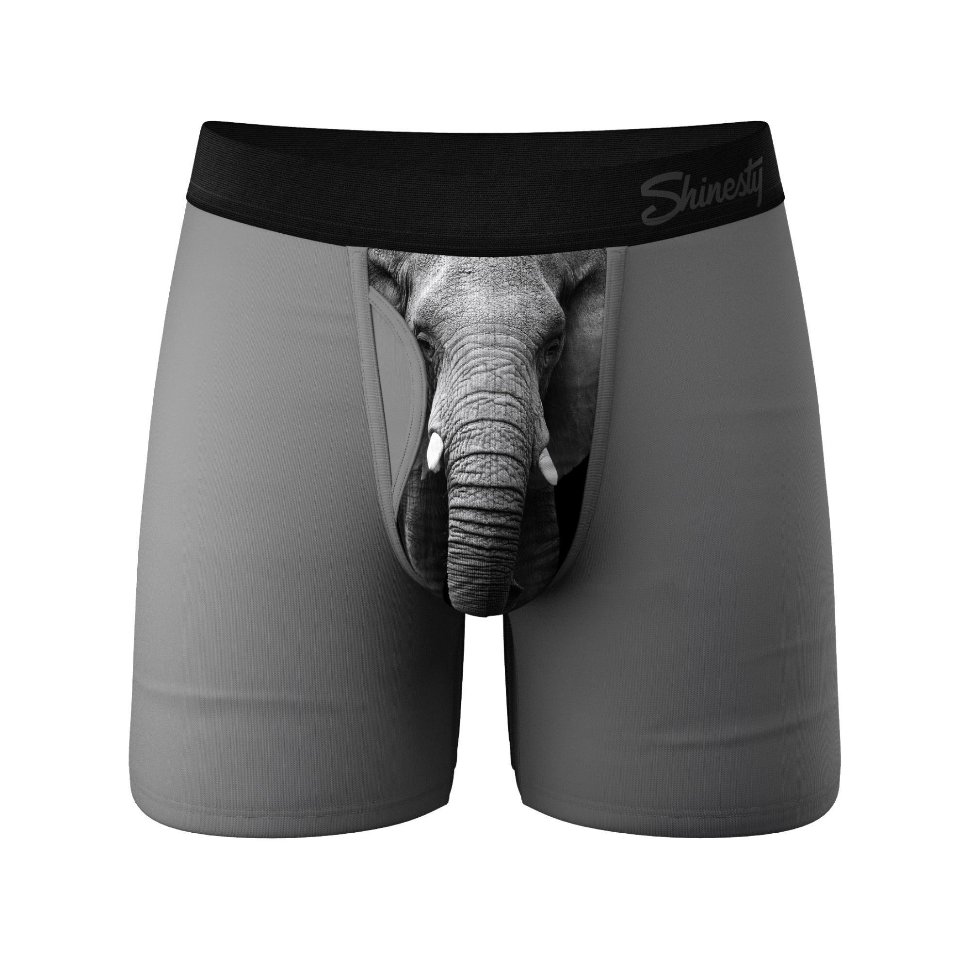The Junk In The Trunk Elephant Ball Hammock Pouch Underwear With Fly, GRAY, hi-res image number 0