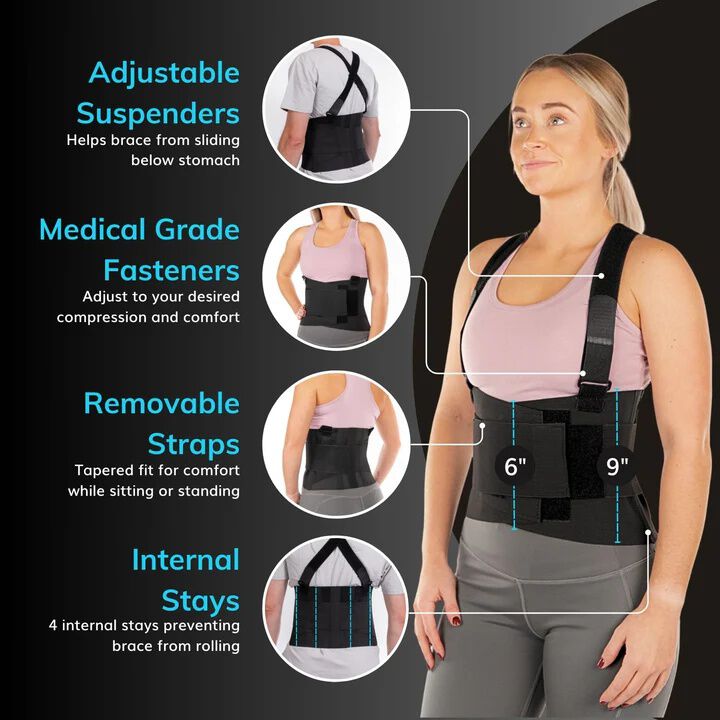 Industrial Back Brace for Work, BLACK, alternate image number 4