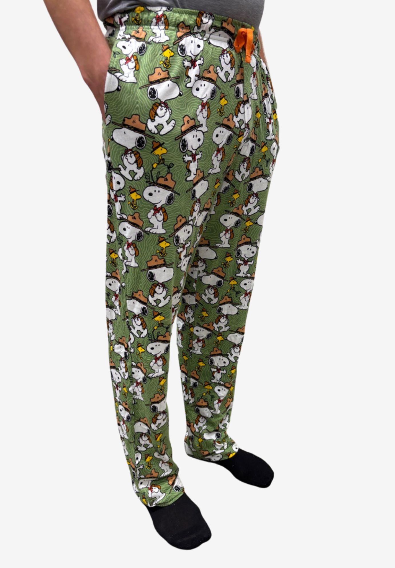 Peanuts Snoopy Pajama Pants Beagle Scout Camping Lounge Wear Sleepwear, GREEN, alternate image number 4