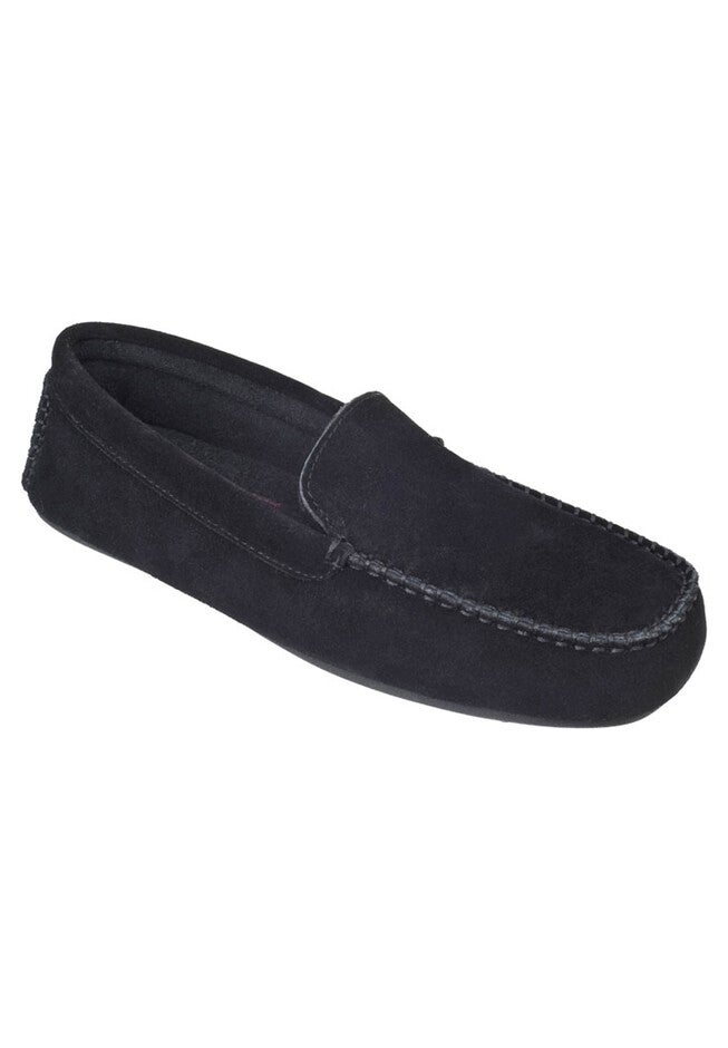 L.B. Evans Darren Suede Moccasin Slippers, BLACK, hi-res image number null