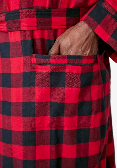 Jersey-Lined Flannel Robe, , alternate image number null