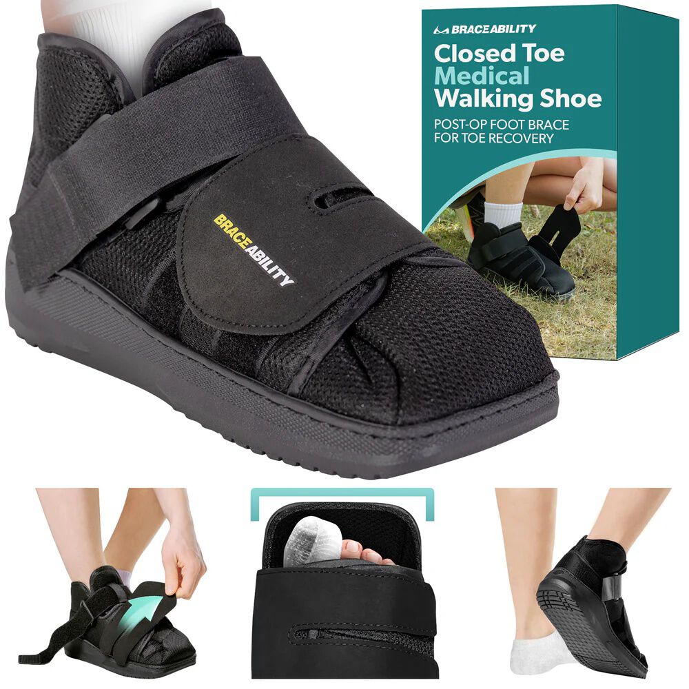 Closed Toe Medical Walking Shoe, BLACK, hi-res image number 0