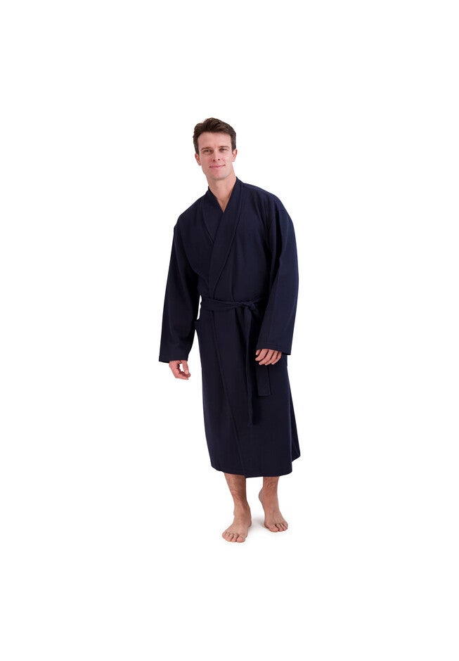 Hanes Men's Tall Waffle Knit Robe, NAVY, hi-res image number 0