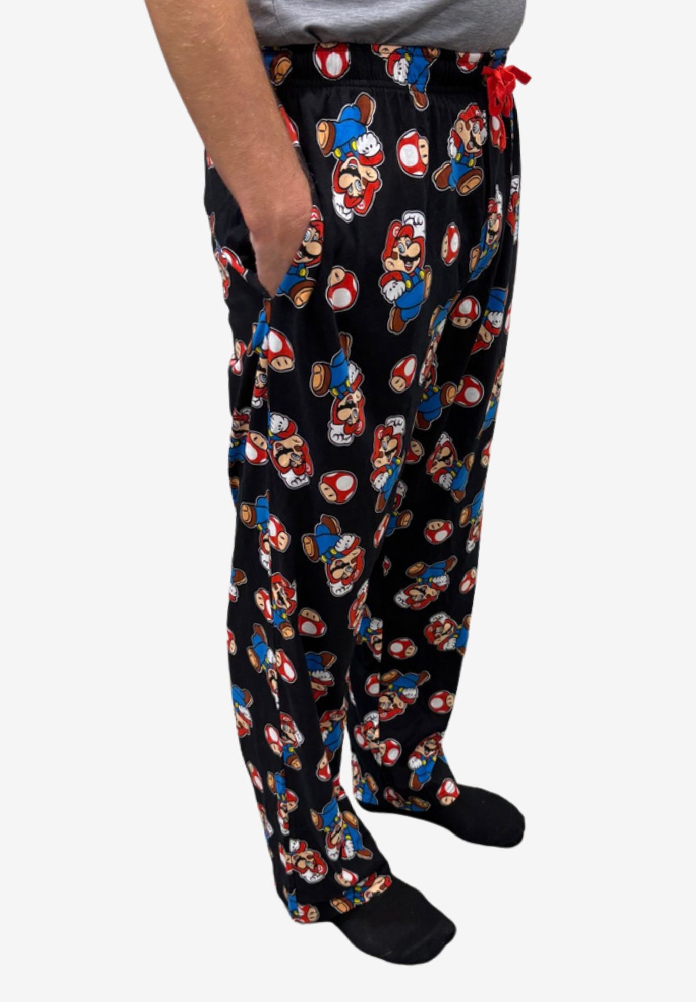 Nintendo Super Mario Mushroom Video Game Sleep Pants Sleepwear All-Over Print, BLACK, alternate image number 4