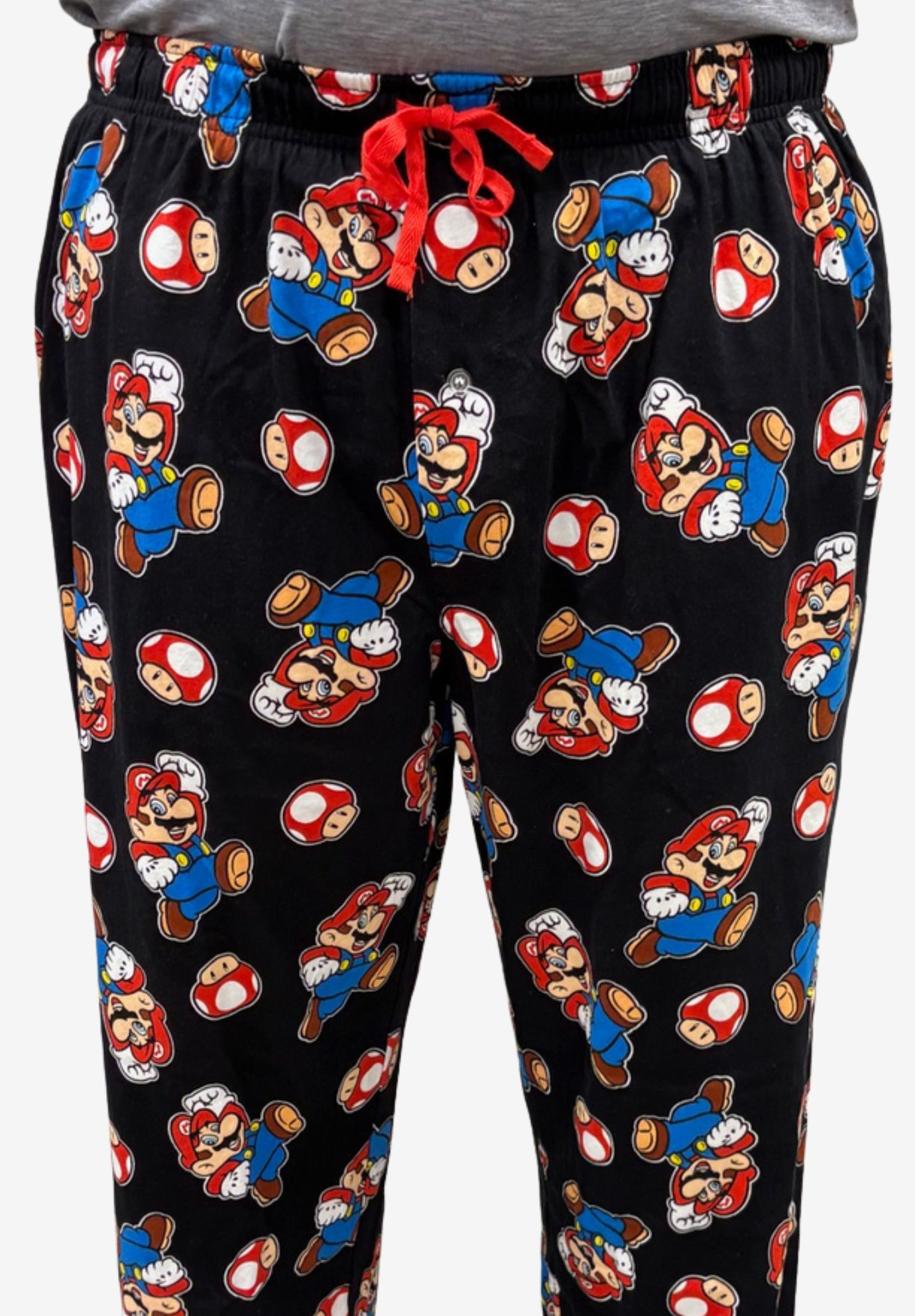 Nintendo Super Mario Mushroom Video Game Sleep Pants Sleepwear All-Over Print, BLACK, alternate image number 3