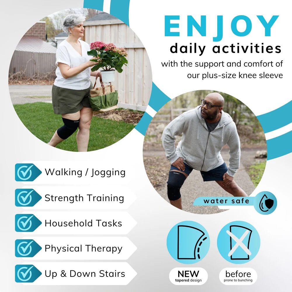 Plus Size Neoprene Knee Compression Sleeve, BLACK, alternate image number 5