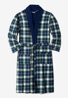Jersey-Lined Flannel Robe, HUNTER BLUE PLAID, hi-res image number null