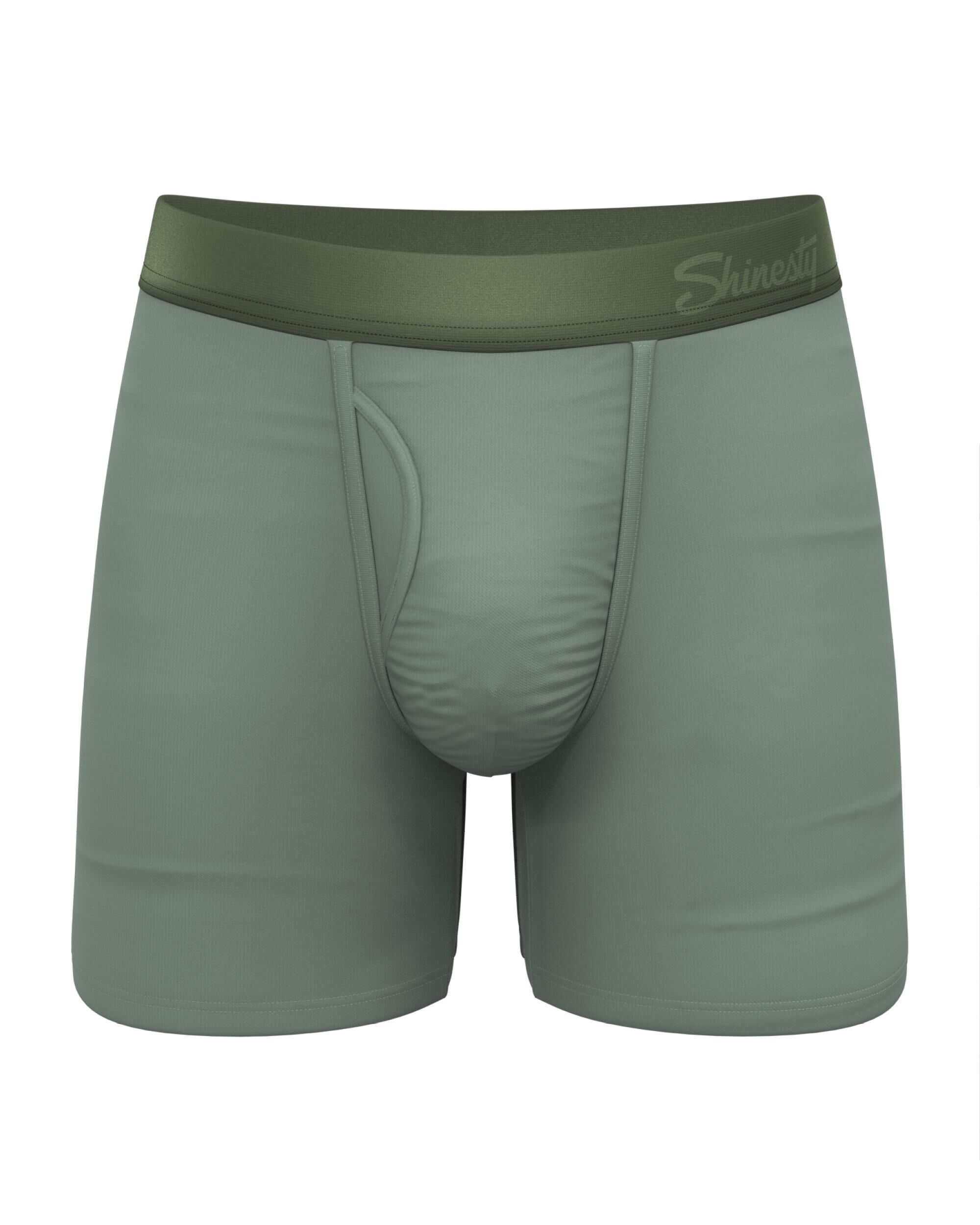 The Manzanilla Olive Green Ball Hammock Pouch Underwear With Fly, GREEN, hi-res image number 0