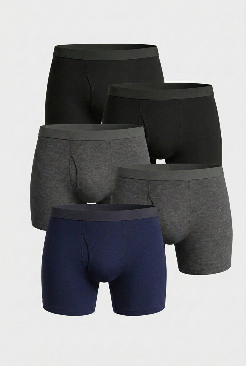 Cotton Boxer Briefs 5-Pack, ASSORTED BASIC, hi-res image number 0