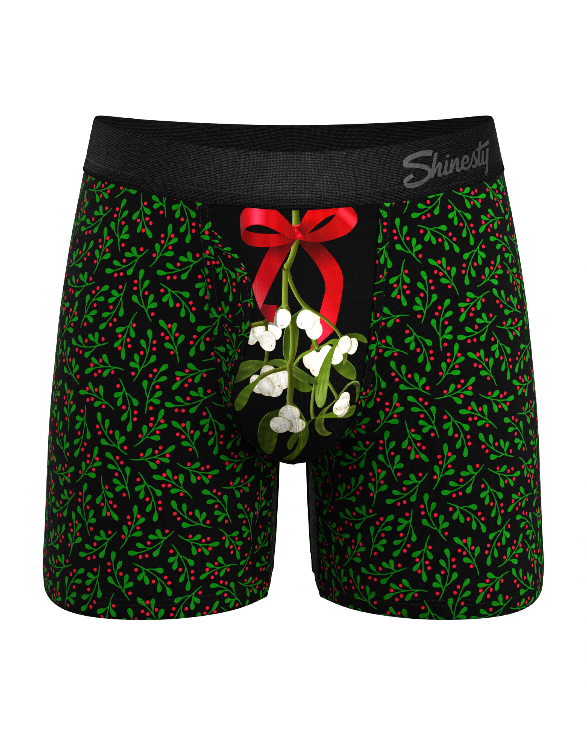 The Kiss Me There Mistletoe Ball Hammock Pouch Underwear With Fly, BLACK, hi-res image number 0
