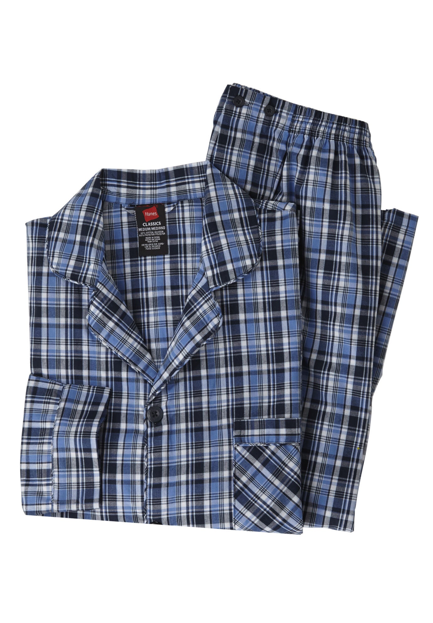 Hanes® Woven Pajamas, BLUE PLAID, hi-res image number 0