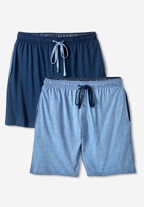 Hanes® 2-Pack Jersey Shorts, DENIM HEATHER BRIGHT NAVY, hi-res image number null