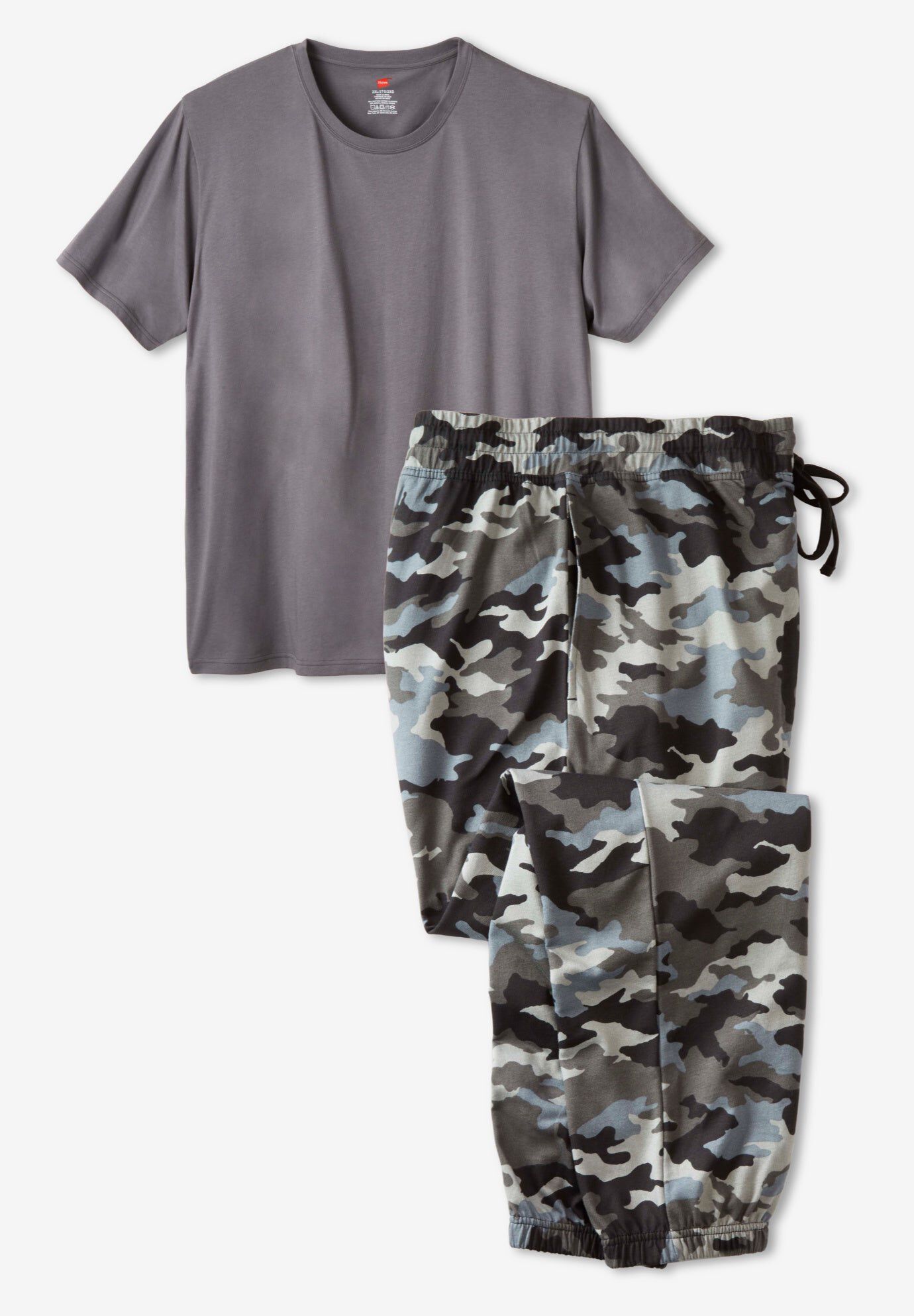 Hanes&reg; French Terry Sleep Jogger Set, GREY CAMO, hi-res image number 0