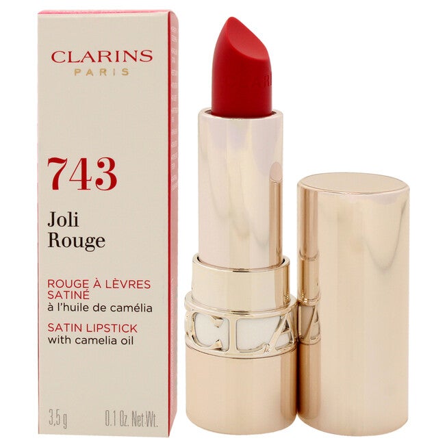 Joli Rouge Satin Lipstick - 743 Cherry Red by Clarins for Women - 0.1 oz Lipstick, See Description, alternate image number 3