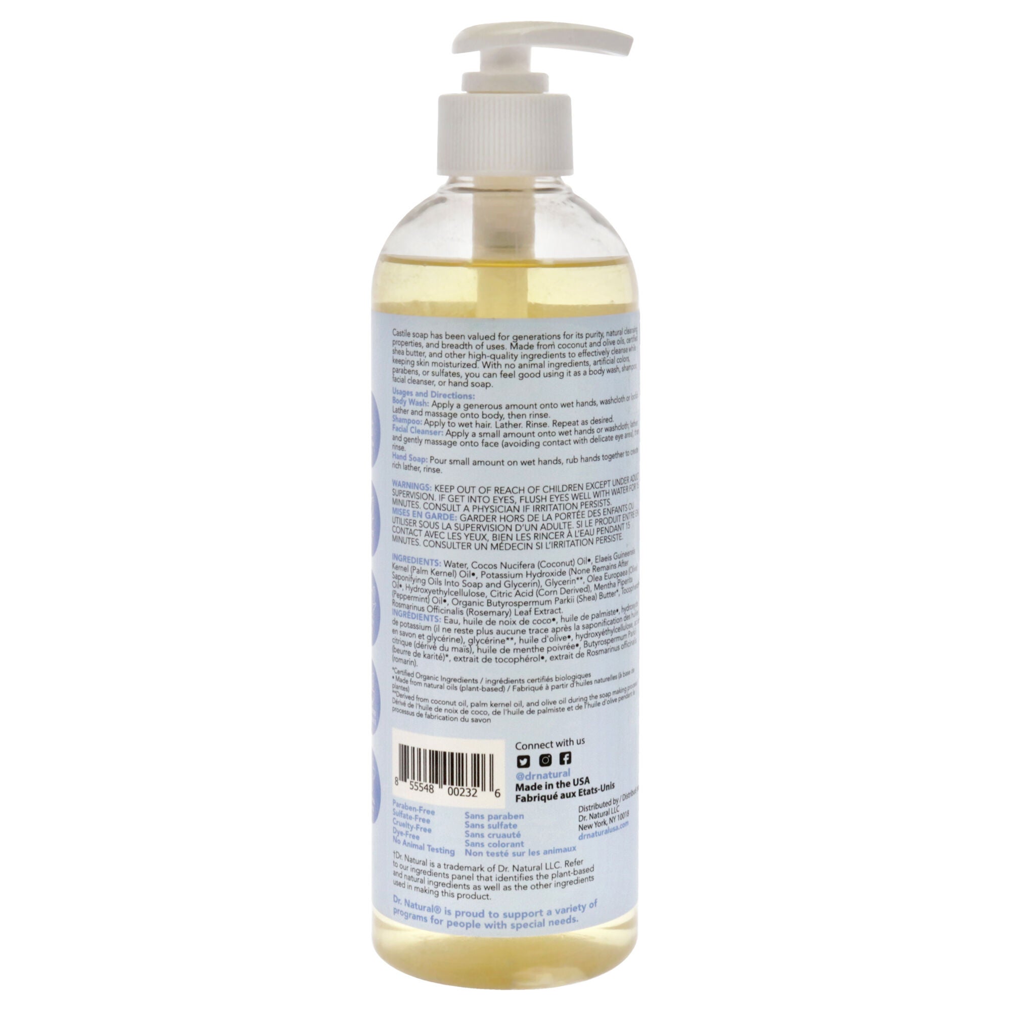 Castile Liquid Soap - Peppermint by Dr. Natural for Unisex - 16 oz Soap, See Description, alternate image number 1