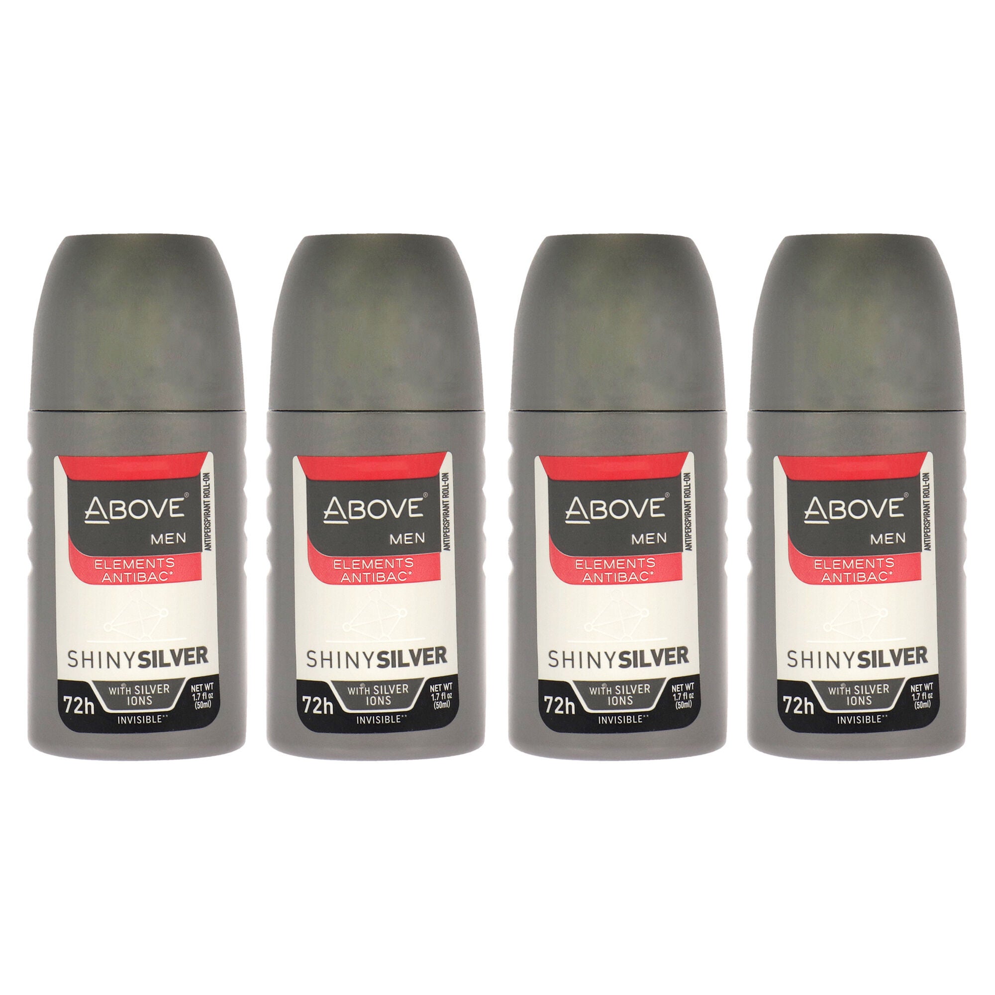 72 Hours Elements Antibac Antiperspirant Deodorant - Shine Silver by Above for Men - 1.7 oz Deodorant Roll-On - Pack of 4, See Description, hi-res image number 0