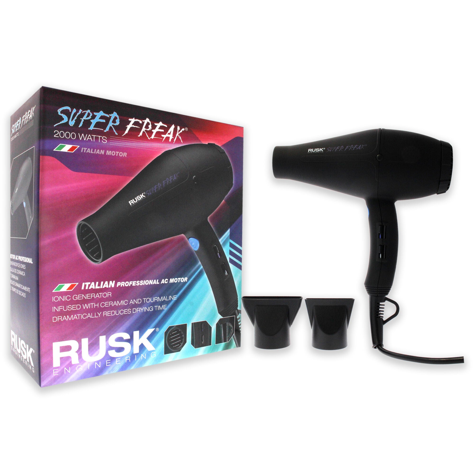 Engineering Super Freak 2000 Watt Dryer - Black by Rusk for Unisex - 1 Pc Hair Dryer, See Description, alternate image number 1