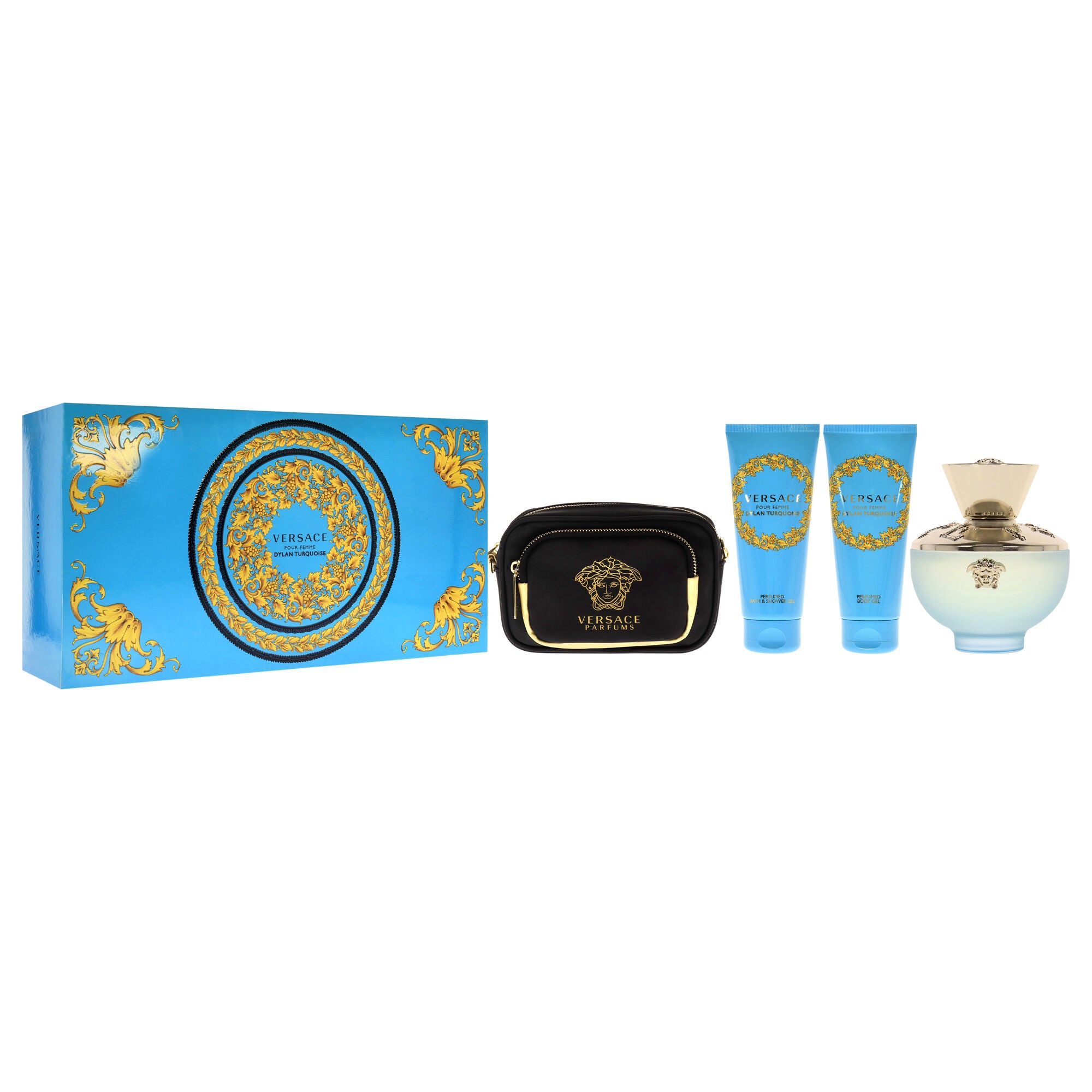 Dylan Turquoise Pour Femme by Versace for Women - 4 Pc Gift Set 3.4oz EDT Spray, 3.4oz Perfumed Body Gel, 3.4oz Perfumed Bath and Shower Gel, Pouch, , alternate image number 6