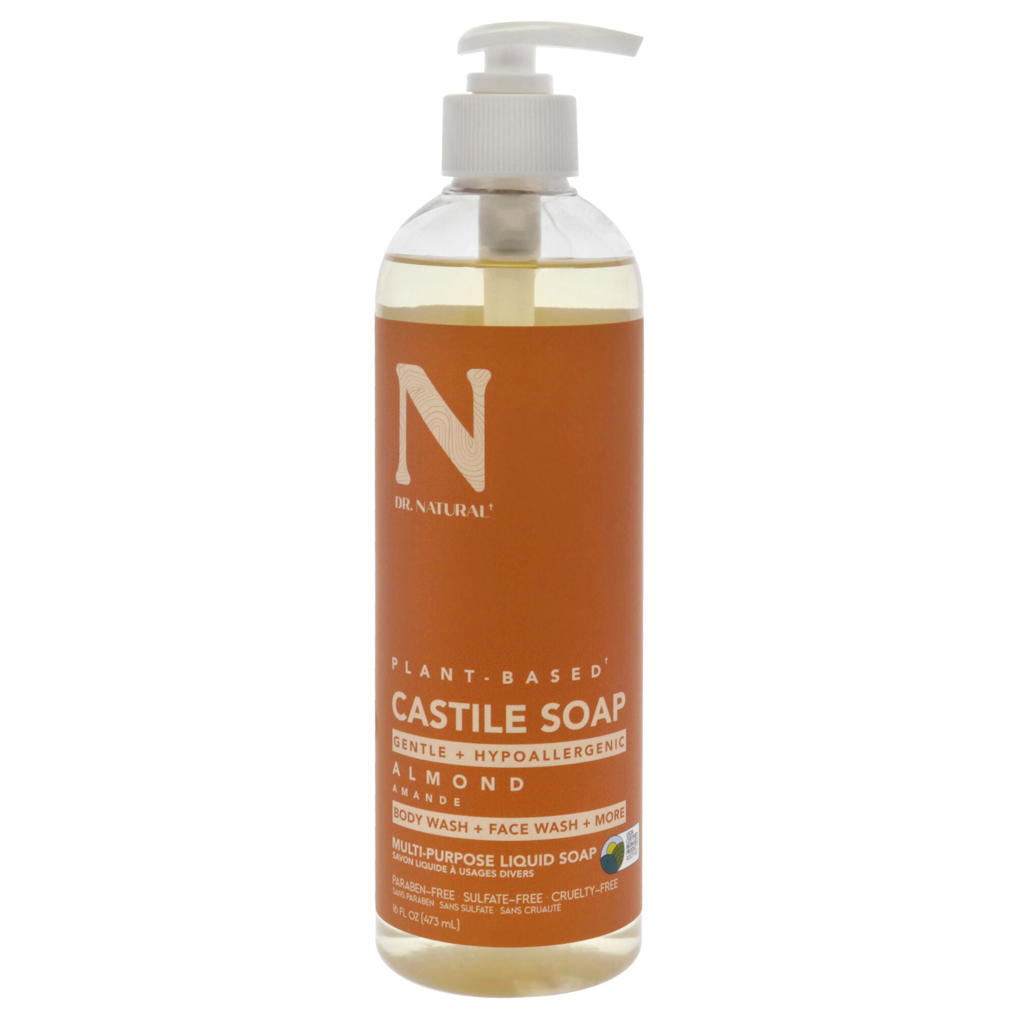Castile Liquid Soap - Almond by Dr. Natural for Unisex - 16 oz Soap, See Description, hi-res image number 0