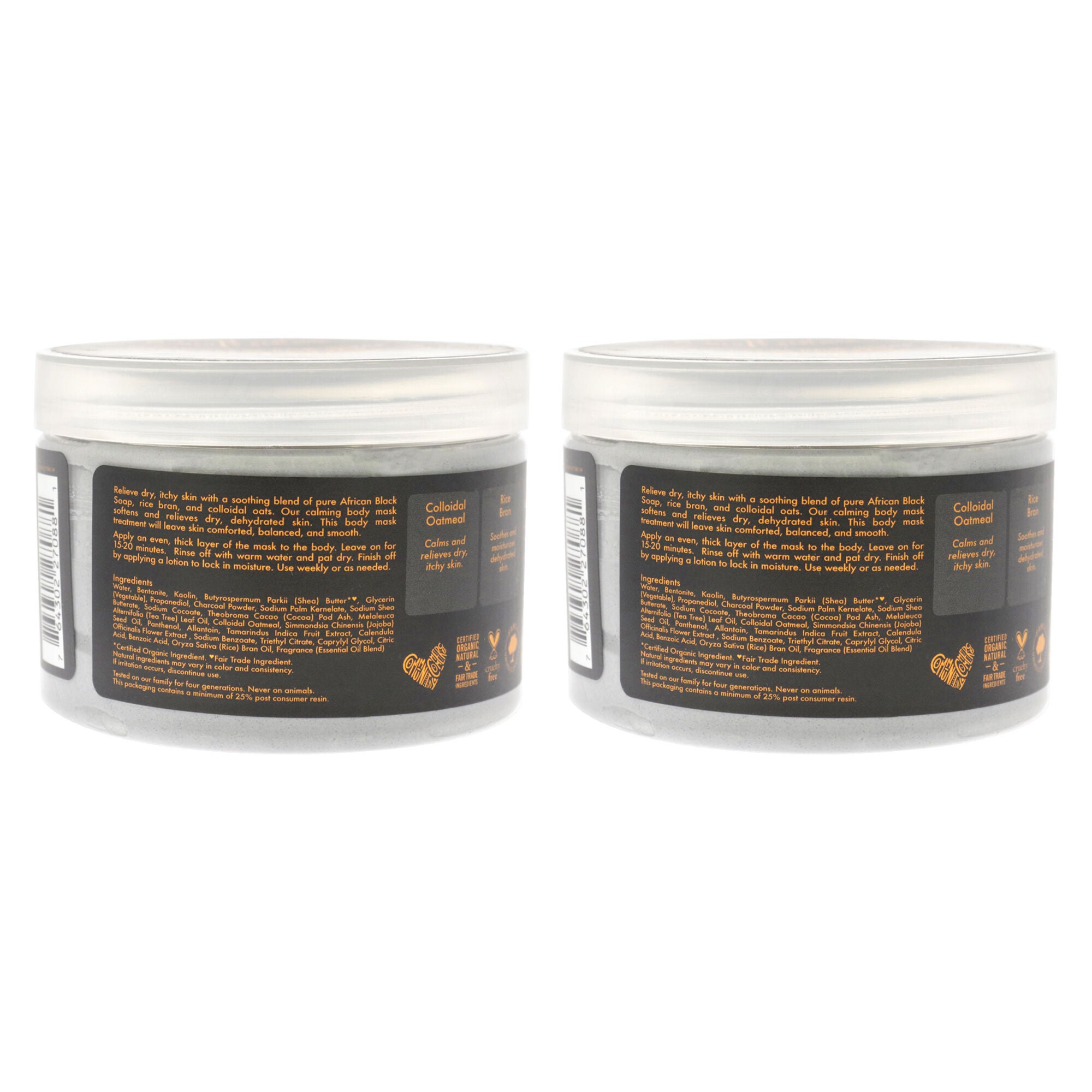African Black Soap Soothing Body Mask - Pack of 2 by Shea Moisture for Unisex - 12 oz Mask, Black, alternate image number 2