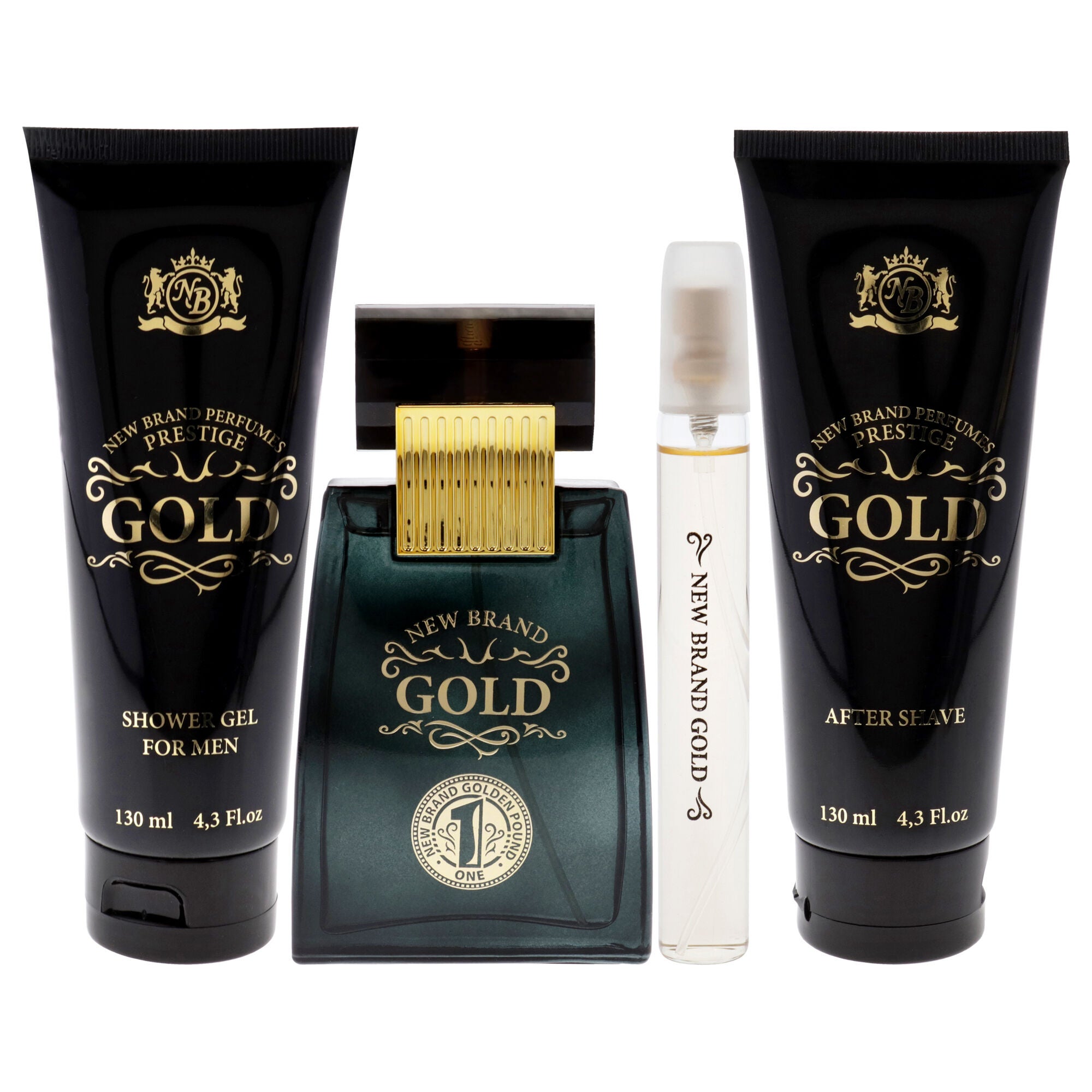 Gold by New Brand for Men - 3 Pc Gift Set 3.3oz EDT Spray, 0.5oz EDT Spray, 4.3oz Shower Gel, 4.3oz After Shave, , alternate image number 5