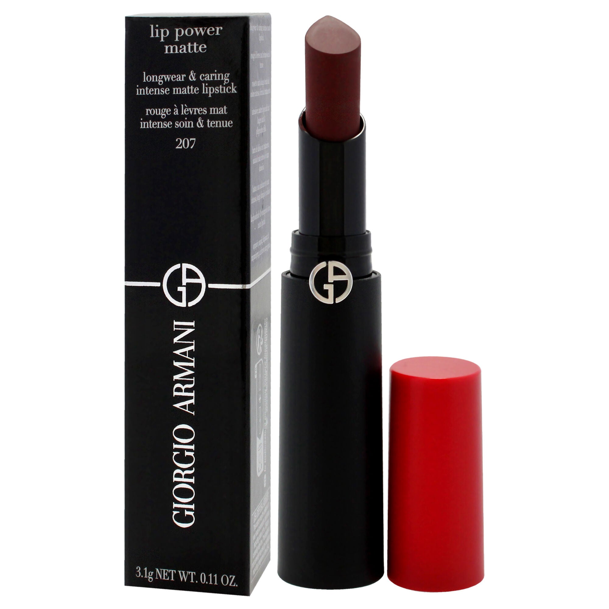 Lip Power Matte Longwear Lipstick - 207 Devoted by Giorgio Armani for Women - 0.11 oz Lipstick, Brown, alternate image number 2