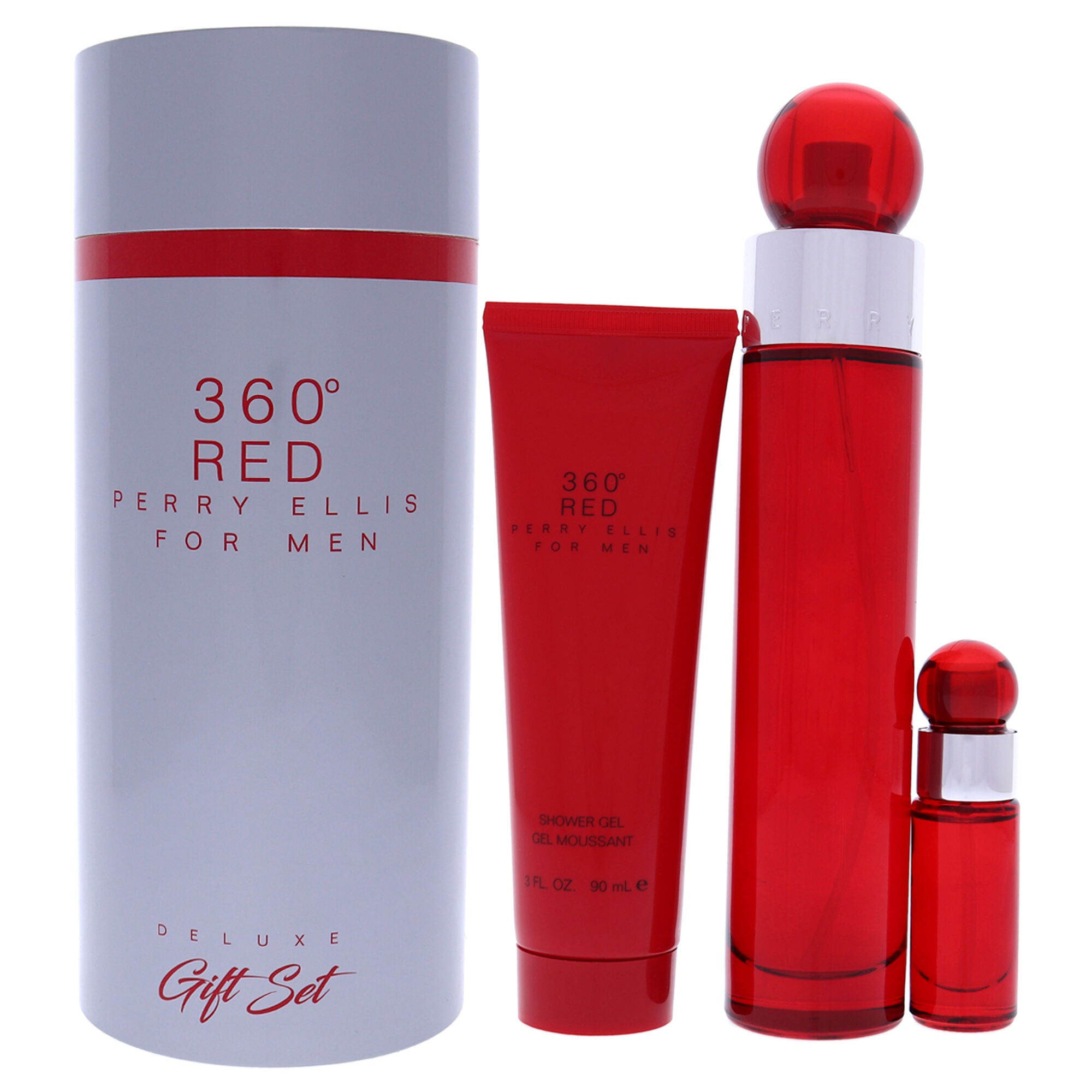 360 Red by Perry Ellis for Men - 3 Pc Gift Set 3.4oz EDT Spray, 7.5ml EDT Mini Spray, 3oz Shower Gel, See Description, hi-res image number 0