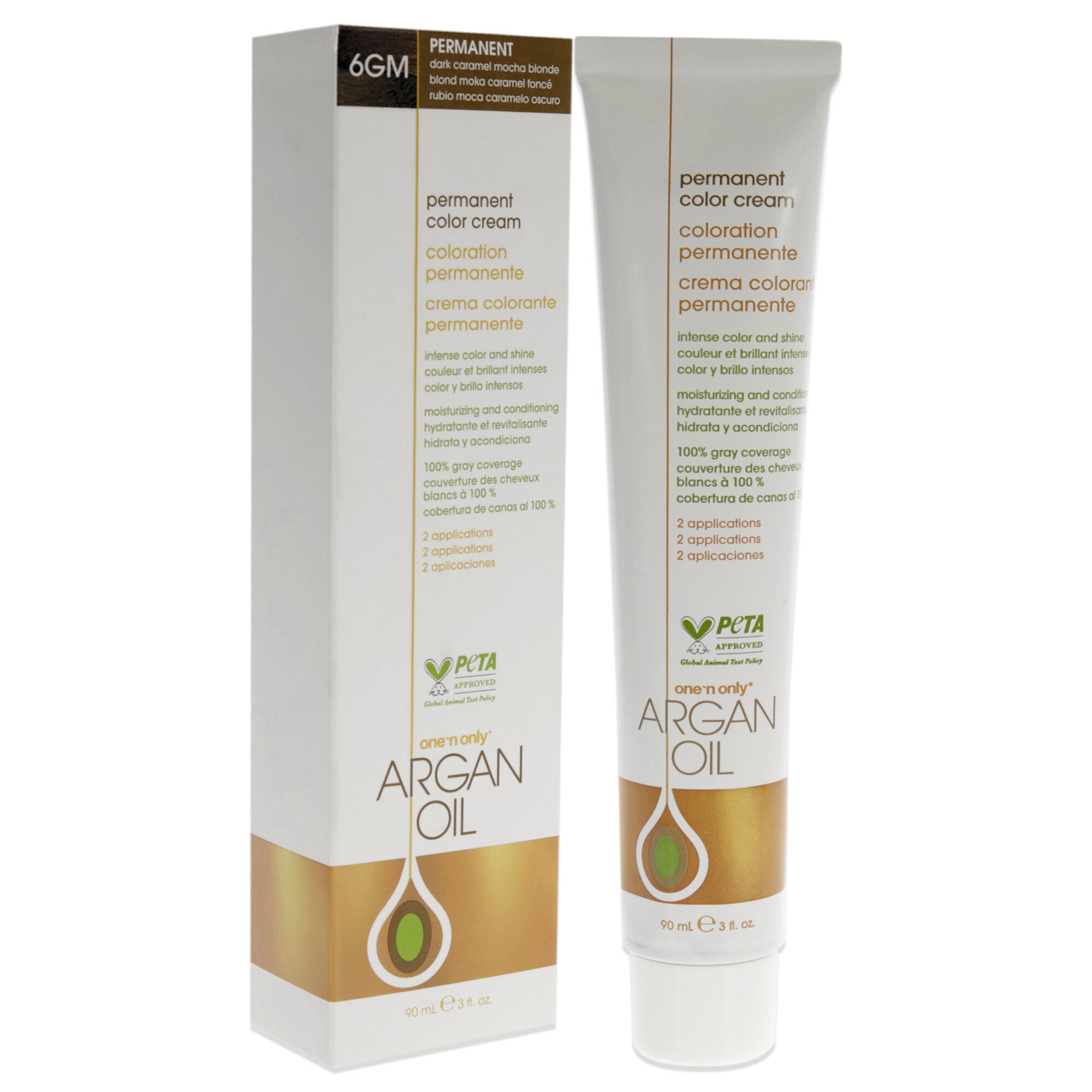 Argan Oil Permanent Color Cream - 6GM Dark Caramel Mocha Blonde by One n Only for Unisex - 3 oz Hair Color, See Description, alternate image number 1