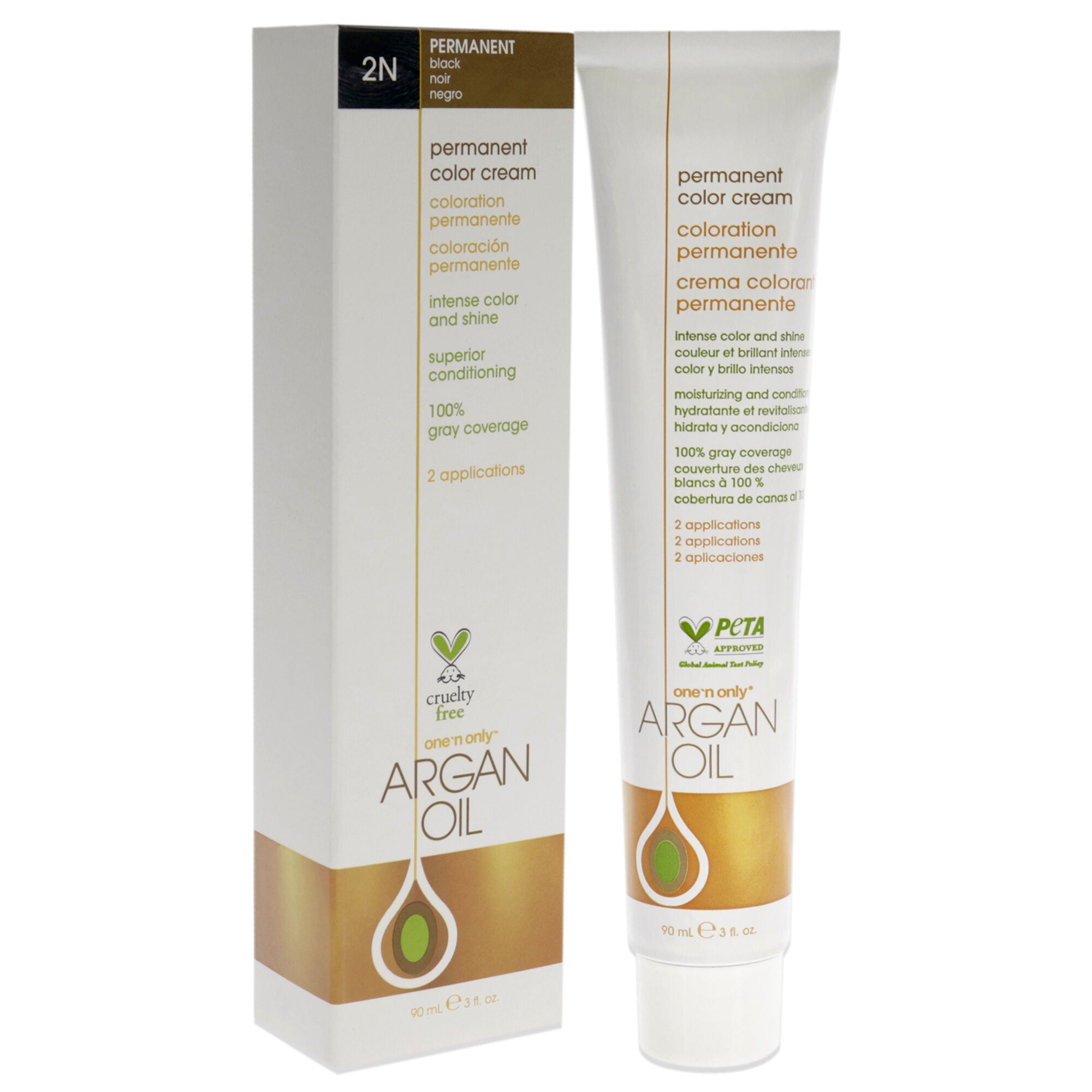 Argan Oil Permanent Color Cream - 2N Black by One n Only for Unisex - 3 oz Hair Color, See Description, alternate image number 2