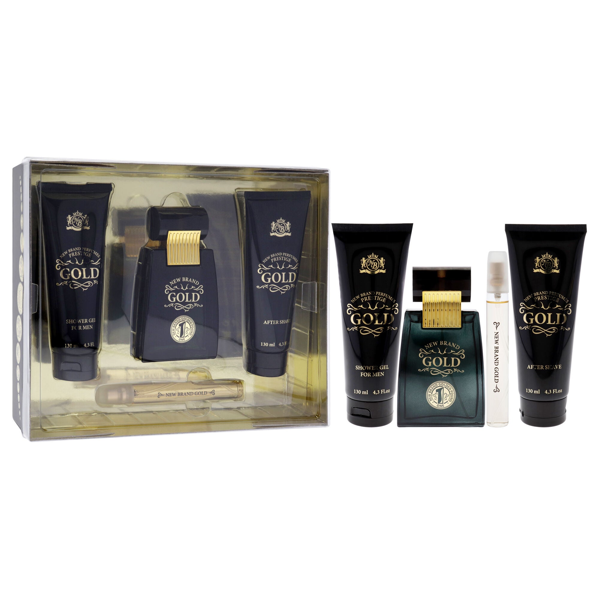 Gold by New Brand for Men - 3 Pc Gift Set 3.3oz EDT Spray, 0.5oz EDT Spray, 4.3oz Shower Gel, 4.3oz After Shave, , alternate image number 6
