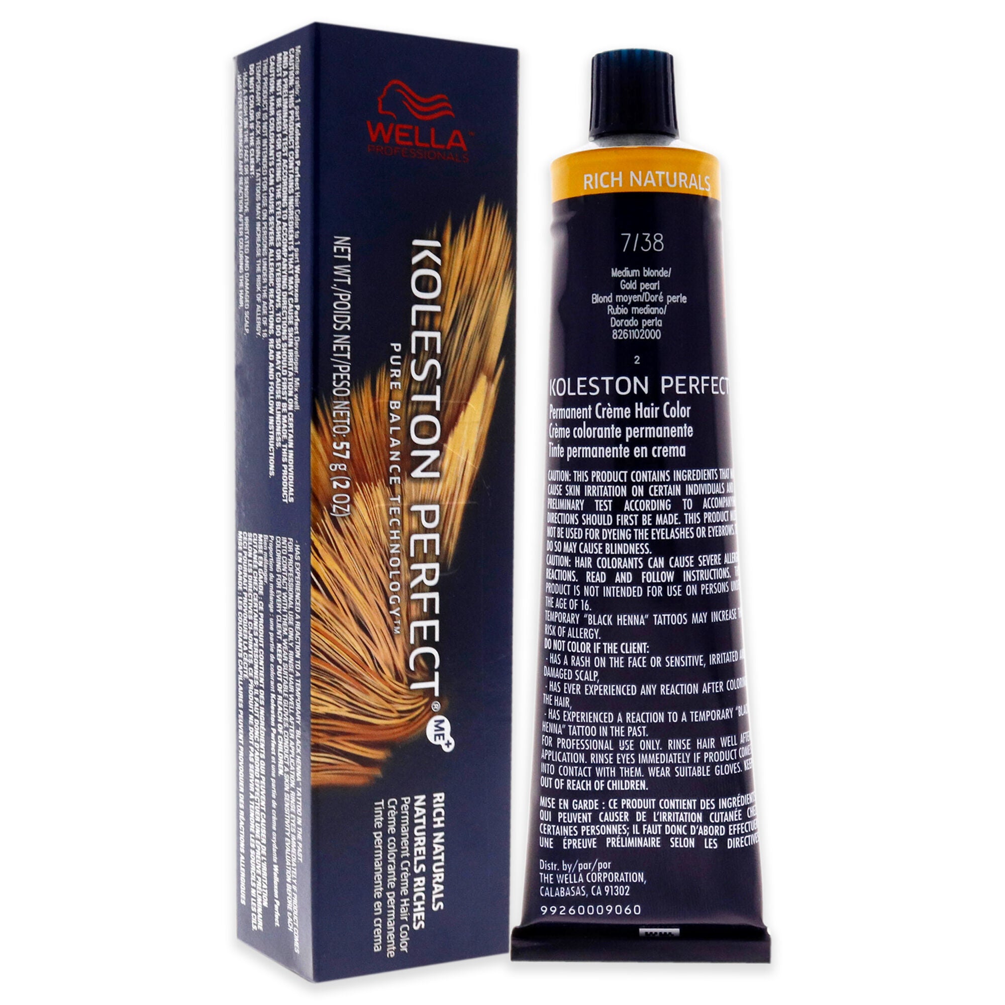 Koleston Perfect Permanent Creme Hair Color - 7 38 Medium Blonde-Gold Pearl by Wella for Unisex - 2 oz Hair Color, See Description, alternate image number 2
