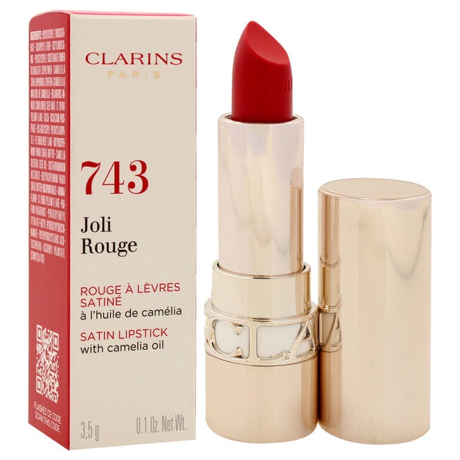 Joli Rouge Satin Lipstick - 743 Cherry Red by Clarins for Women - 0.1 oz Lipstick, See Description, alternate image number 1