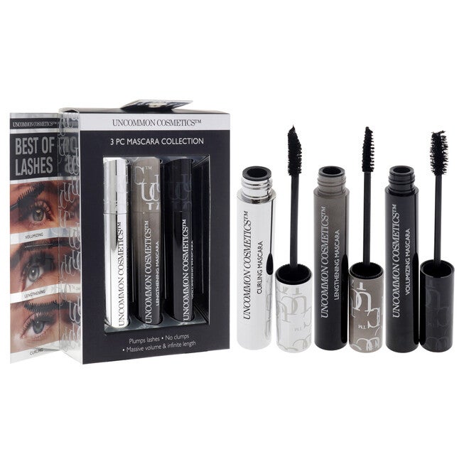 Best Of Lashes Mascara Collection Set by Uncommon Cosmetics Women - 3 Pc 0.27oz Lengthening Mascara, 0.27oz Volumizing Mascara, 0.27oz Curling Mascara, See Description, alternate image number 2
