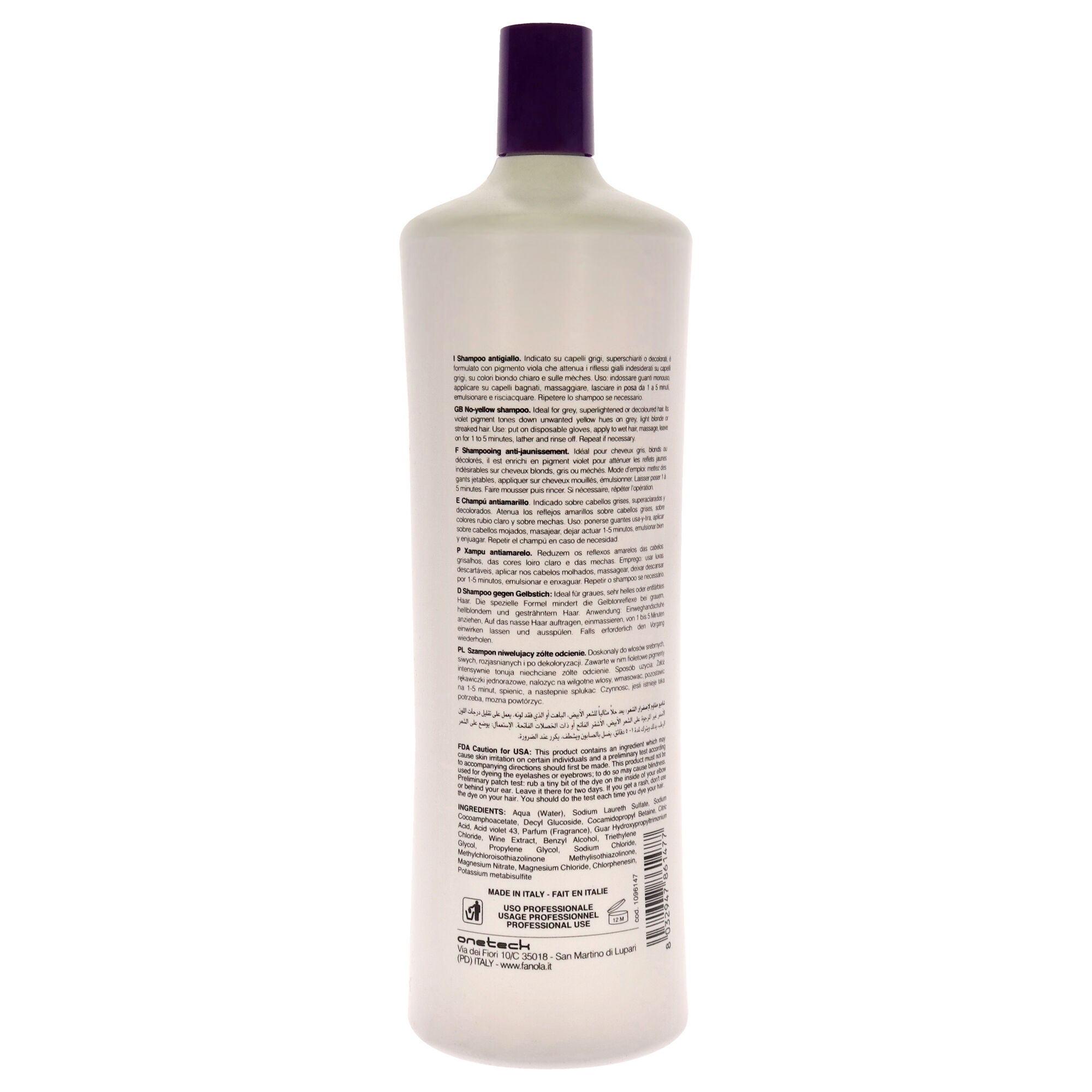 No Yellow Shampoo by Fanola for Unisex - 33.8 oz Shampoo, See Description, alternate image number 2