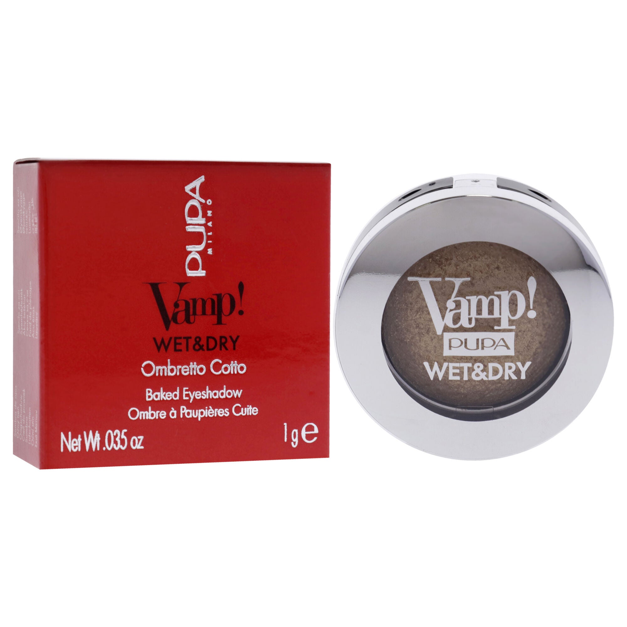Vamp! Wet and Dry Baked Eyeshadow - 101 Precious Gold by Pupa Milano for Women - 0.035 oz Eye Shadow, See Description, alternate image number 1