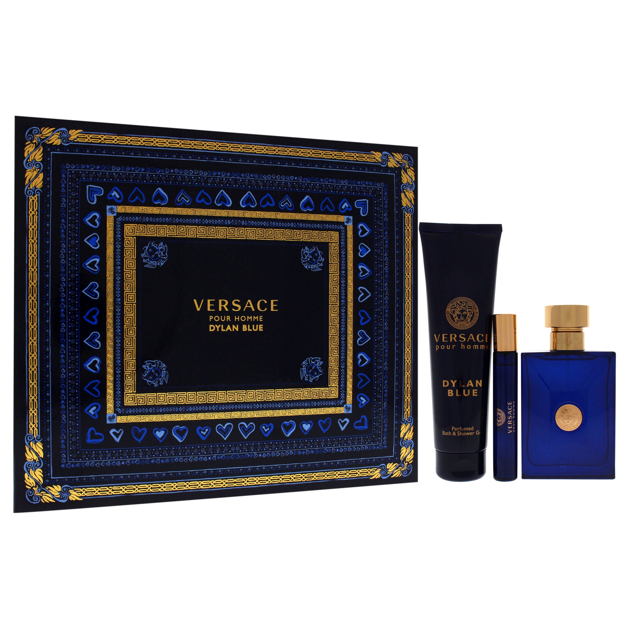 Dylan Blue by Versace for Men - 3 Pc Gift Set 3.4oz EDT Spray, 0.3oz EDT Spray, 5.0oz Bath and Shower Gel, See Description, alternate image number 2