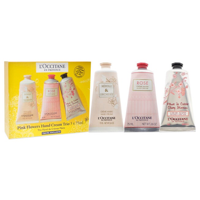 Pink Flowers Hand Cream Trio by LOccitane for Unisex - 3 x 2.6 oz Neroli and Orchidee Hand Cream, Rose Hand Cream, Cherry Blossom Hand Cream, , alternate image number null
