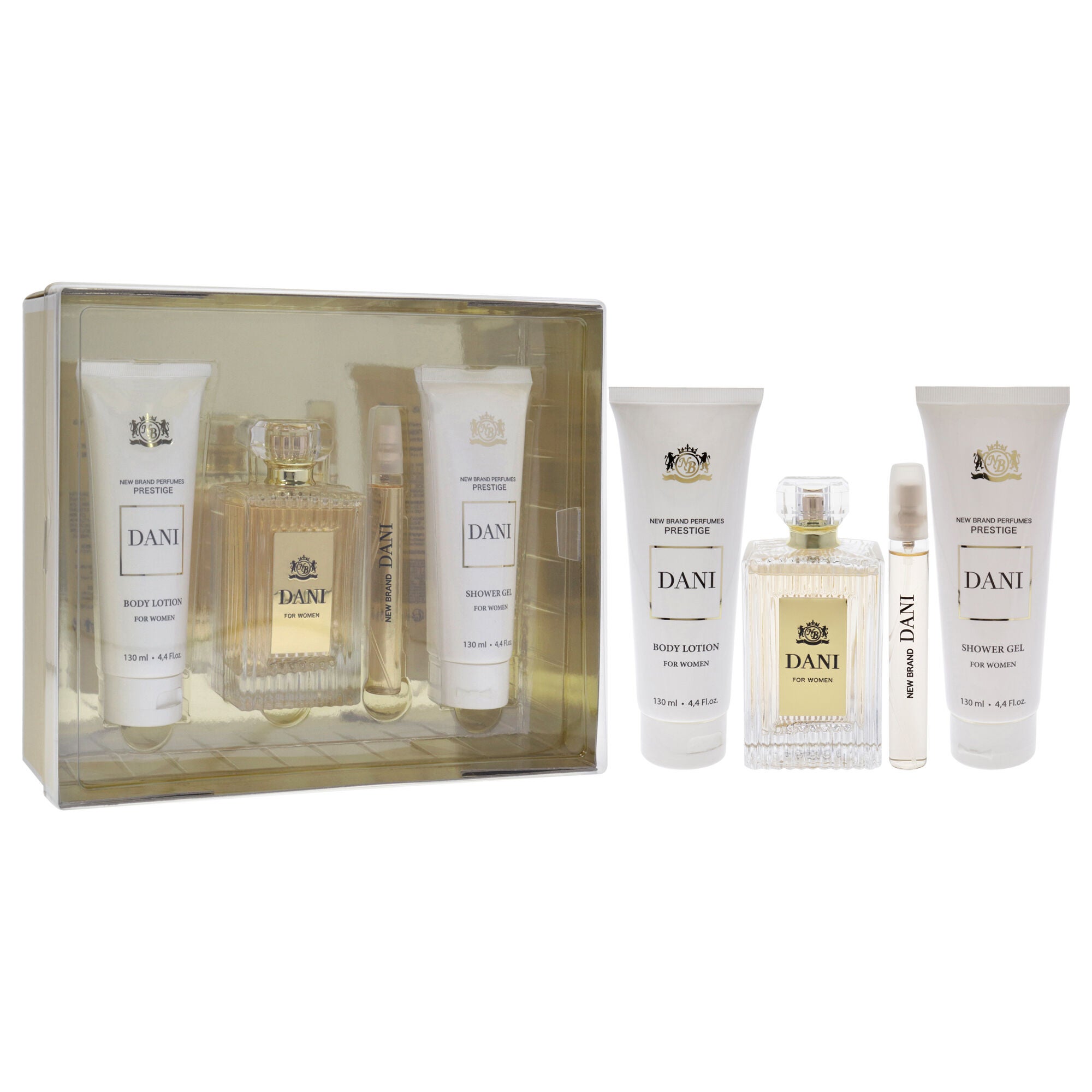 Prestige Dani by New Brand for Women - 4 Pc Gift Set 3.3oz EDP Spray, 0.5oz EDP Spray, 4.4oz Shower Gel, 4.4oz Body Lotion, See Description, alternate image number 2