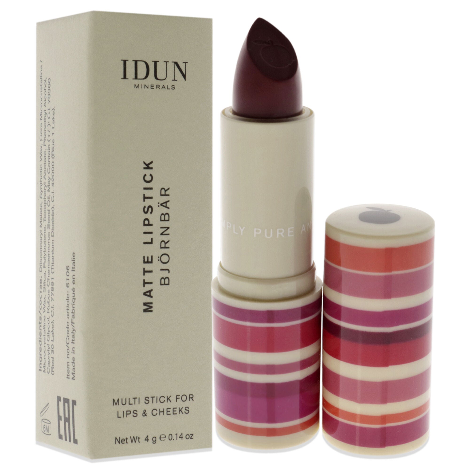 Matte Lipstick - 106 Bjornbar by Idun Minerals for Women - 0.14 oz Lipstick, See Description, alternate image number 1