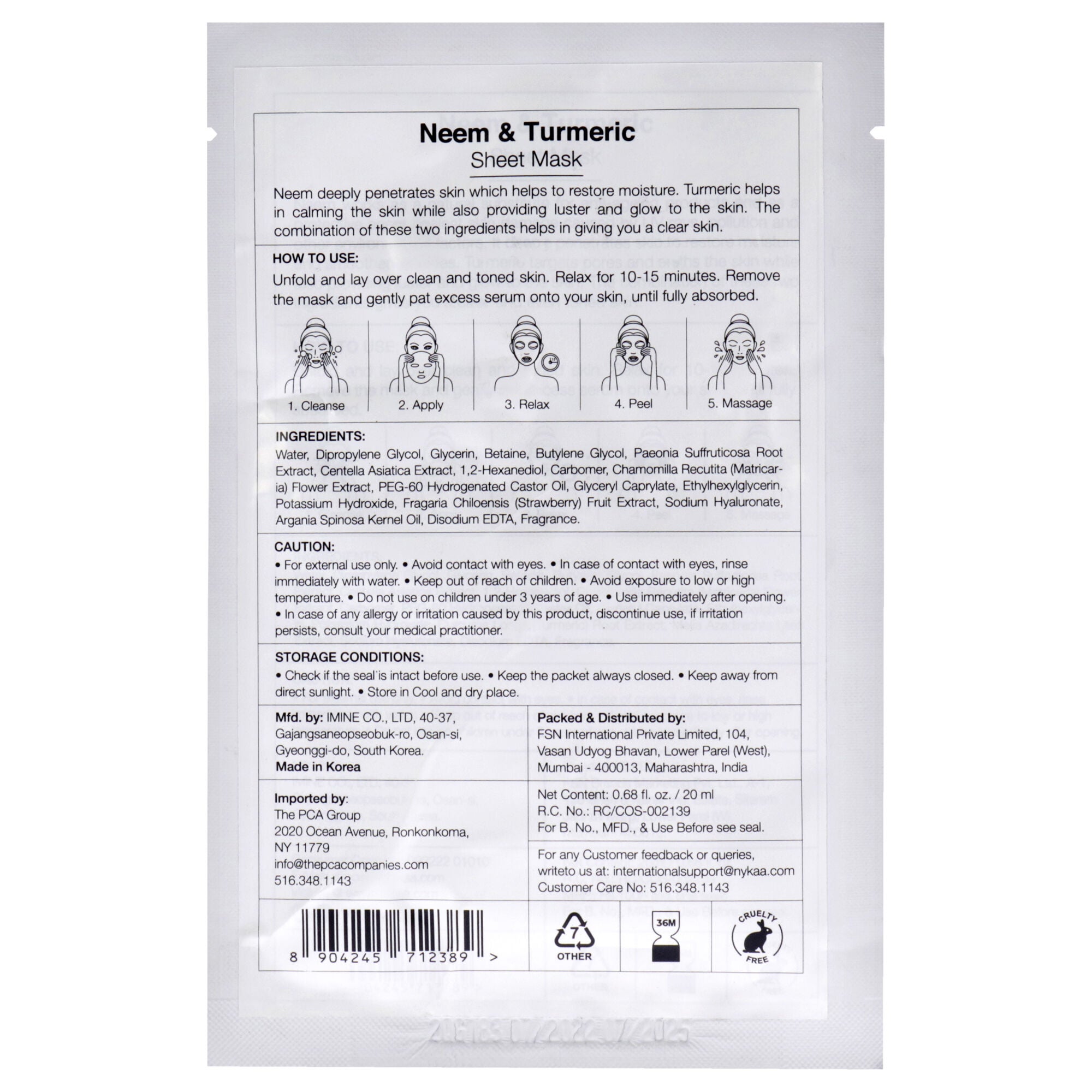 Skin Secrets Sheet Mask - Neem and Turmeric by Nykaa Naturals for Women - 1 Pc Mask, , alternate image number 4