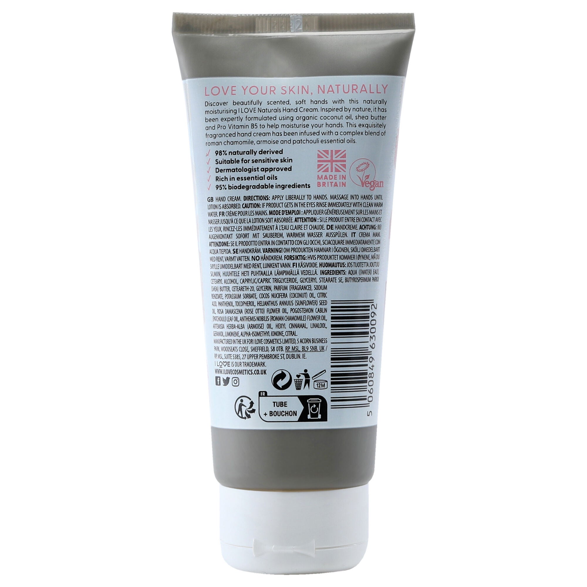 Naturals Hand Cream - Rose and Argan by I Love Cosmetics for Women - 3.4 oz Cream, , alternate image number 3