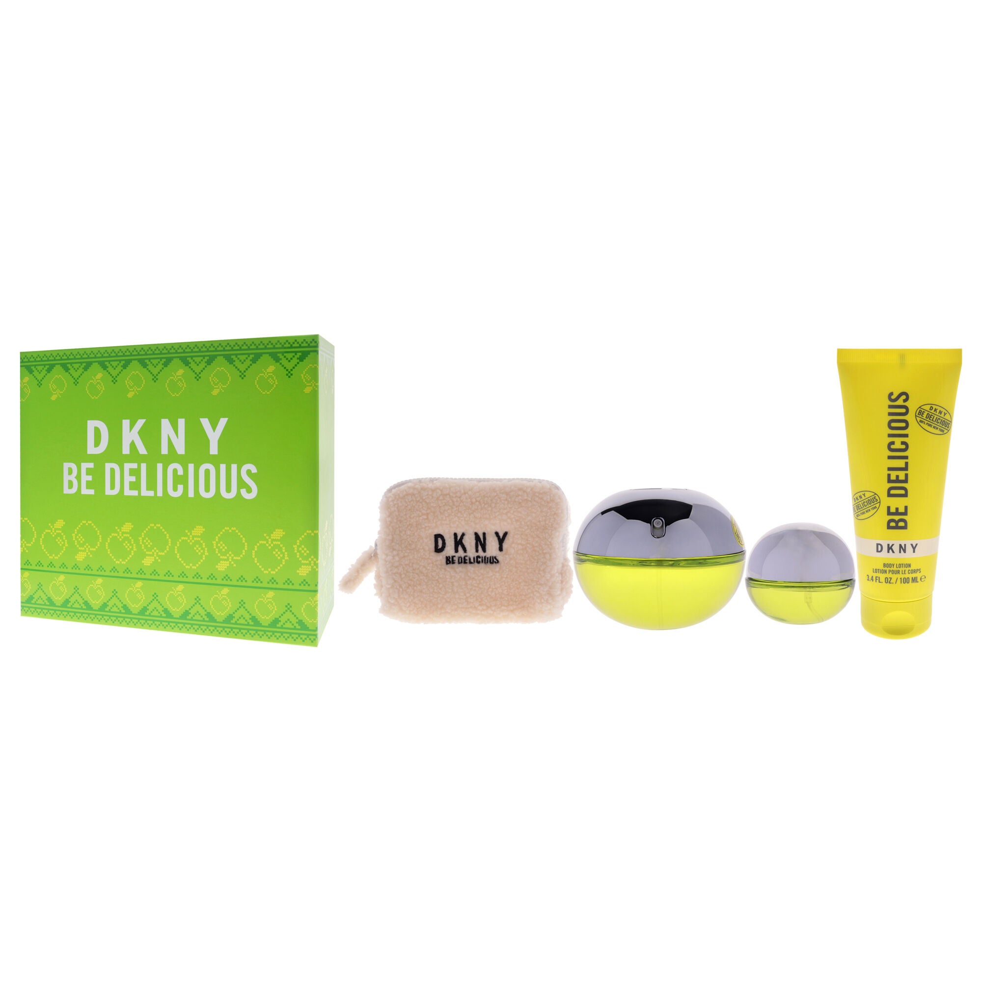 DKNY Be Delicious by Donna Karan for Women - 4 Pc Gift Set 3.4oz EDP Spray, 0.5oz EDP Spray, 3.4oz Body Lotion, Pouch, Light Green, alternate image number 3