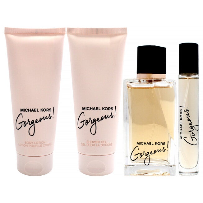 Gorgeous by Michael Kors for Women - 4 Pc Gift Set 3.4oz EDP Spray, 0.3oz EDP Spray, 3.4oz Body Lotion, 3.4oz Shower Gel, Clear, alternate image number 1