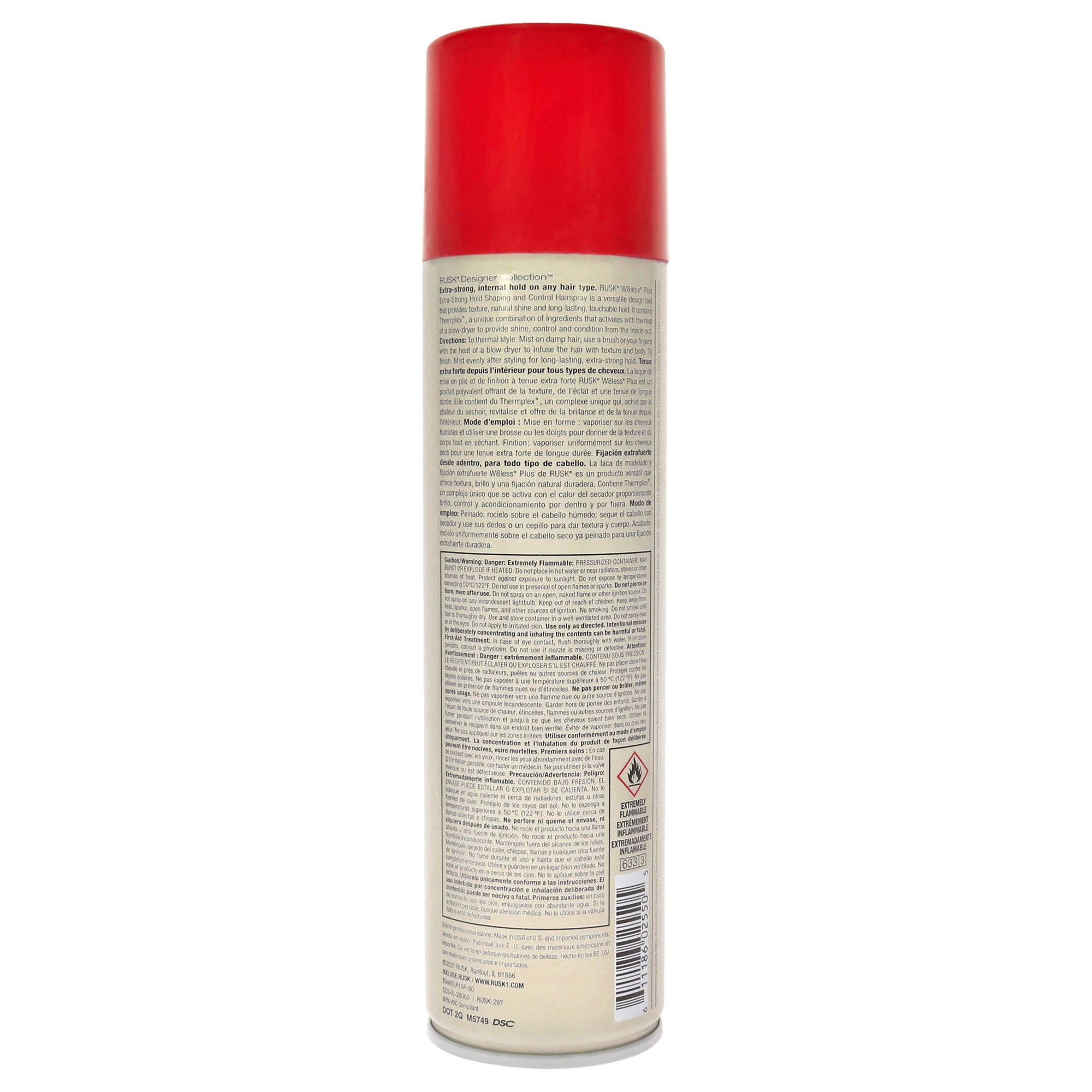 W8less Plus Extra Strong Hold Shaping and Control Hairspray by Rusk for Unisex - 10 oz Hair Spray, See Description, alternate image number 2